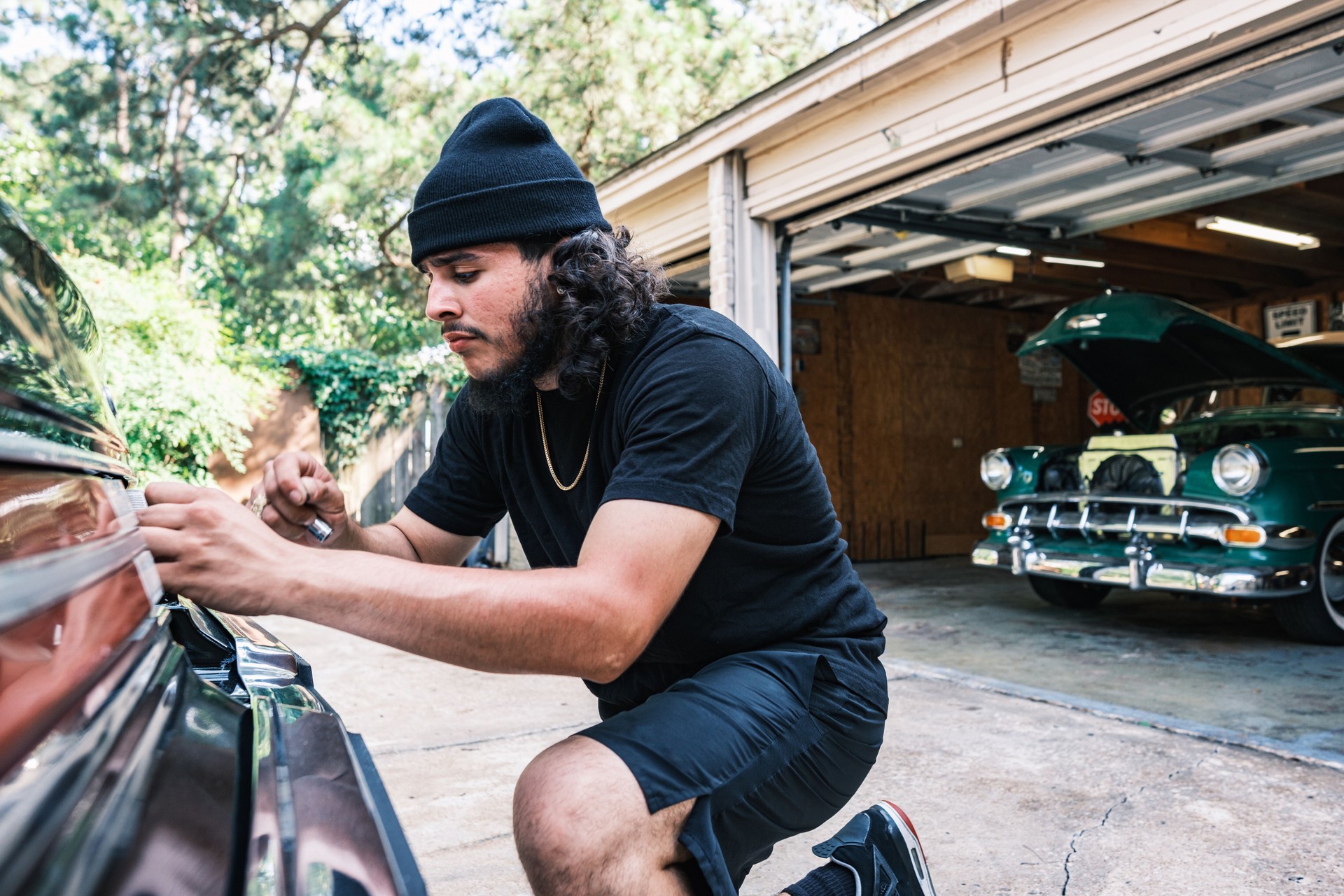 Young Latino male Low Rider enthusiast